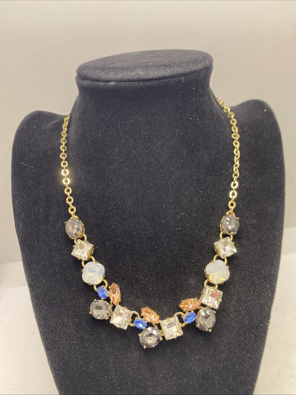 Womens Colorful Gem Gold Tone Necklace Womens Fashion